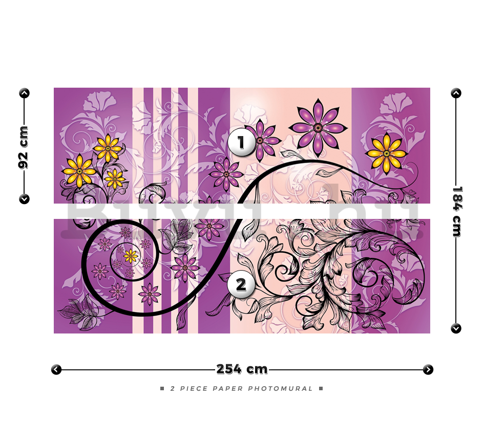 Fotótapéta: Virágabsztrakció (lila) - 184x254 cm