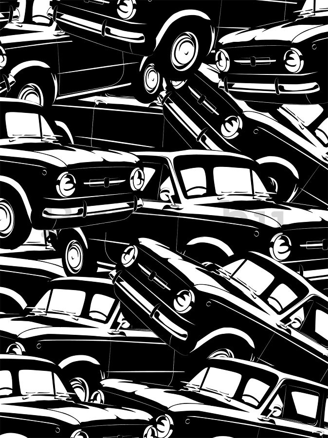 Fotótapéta: Fekete-fehér autók (1) - 254x184 cm