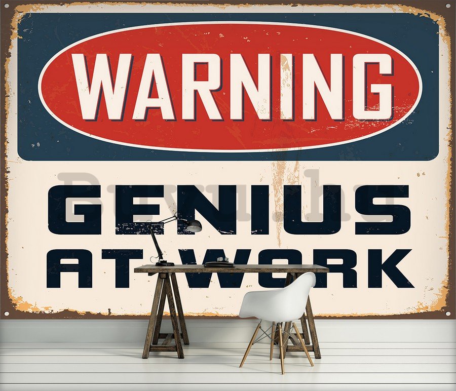 Fotótapéta: Warning Genius at Work - 184x254 cm