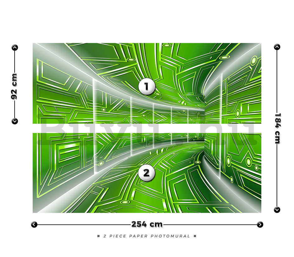 Fotótapéta: 3D Sci-fi alagút (zöld) - 184x254 cm