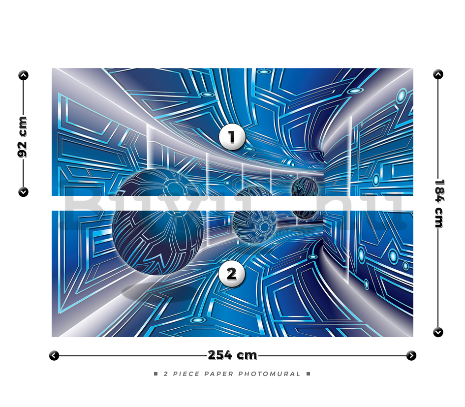 Fotótapéta: 3D Sci-fi alagút (kék) - 184x254 cm