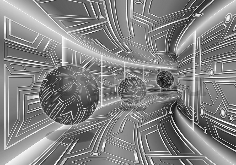 Fotótapéta: 3D Sci-fi alagút (szürke) - 184x254 cm