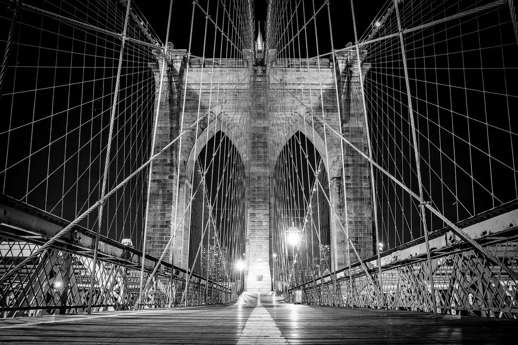 Fotótapéta: Brooklyn Bridge (černobílý detail) - 254x368 cm