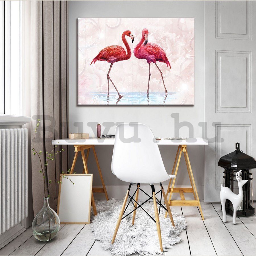 Vászonkép: Flamingók - 75x100 cm