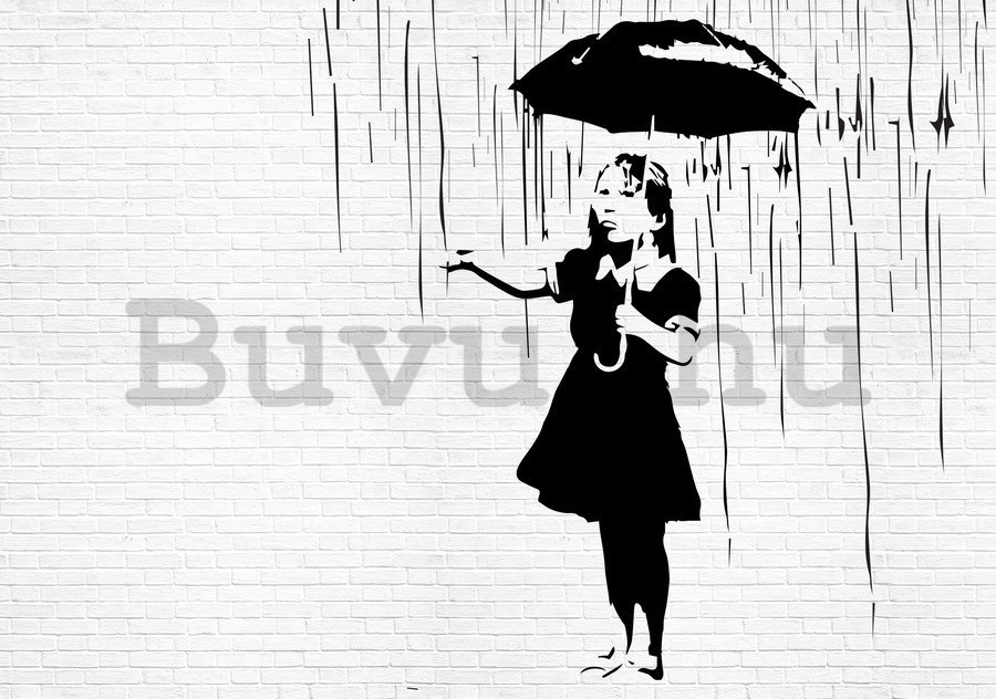 Vászonkép: Lány az esőben (graffiti) - 75x100 cm
