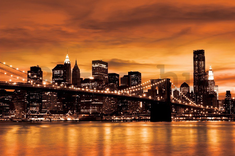 Vászonkép: Brooklyn Bridge (oranžový) - 75x100 cm