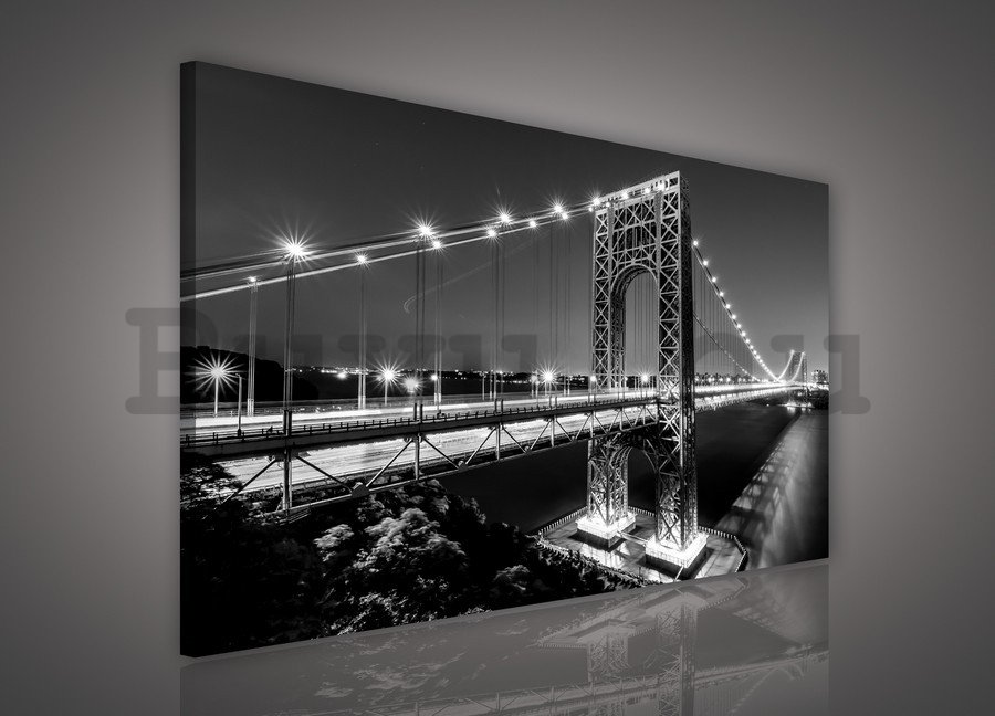 Vászonkép: Manhattan Bridge (černobílý) - 75x100 cm