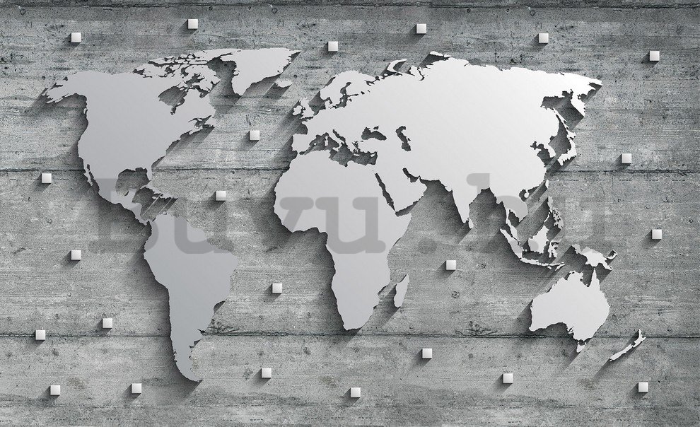 Fotótapéta: Fém világtérkép - 184x254 cm