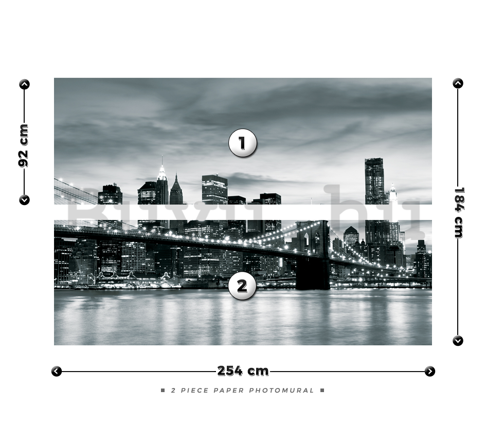 Fotótapéta: Brooklyn Bridge (fekete-fehér) - 184x254 cm