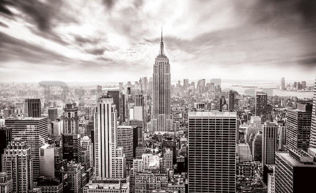 Fotótapéta: New York látképe (fekete-fehér) - 184x254 cm