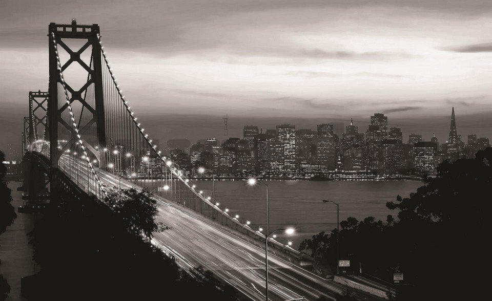 Fotótapéta: Híd (fekete-fehér) - 254x368 cm