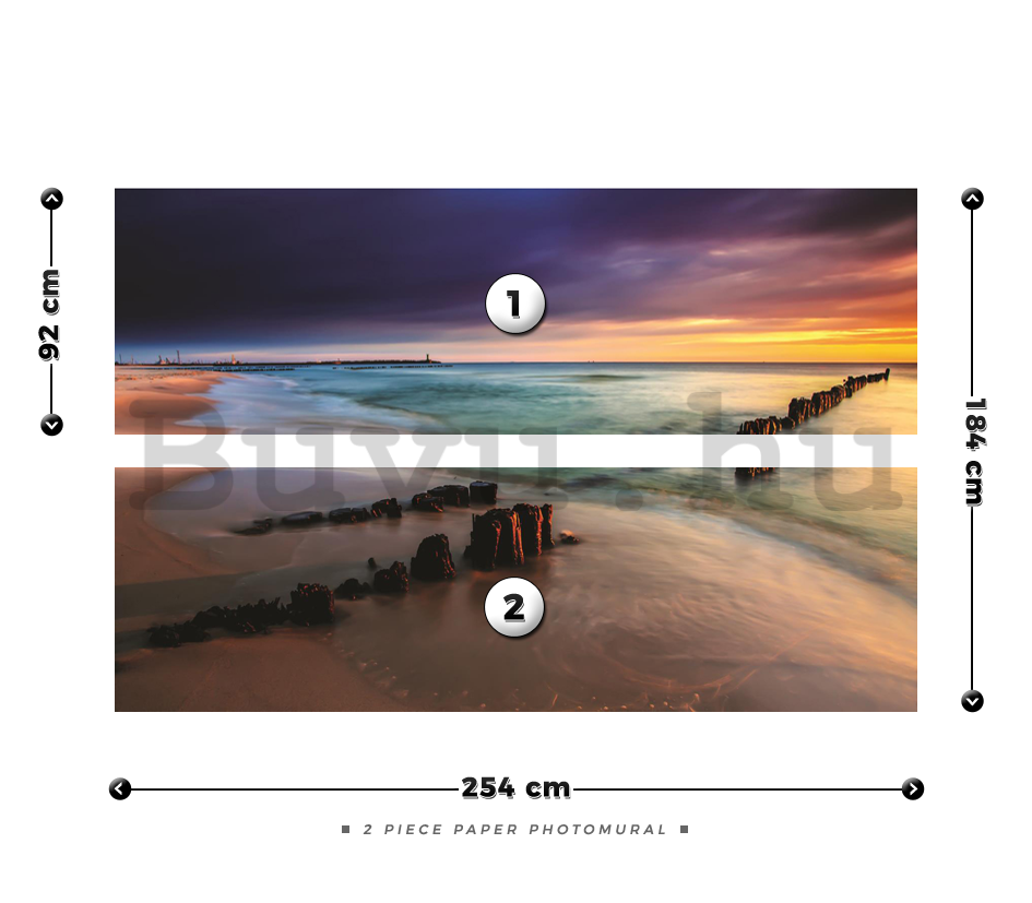 Fotótapéta: Színes tengerparti naplemente - 184x254 cm