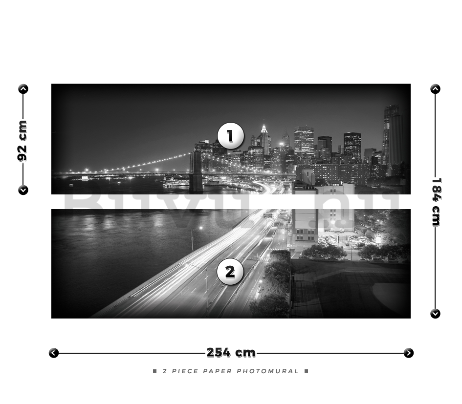 Fotótapéta: Fekete-fehér Brooklyn Bridge (1) - 184x254 cm