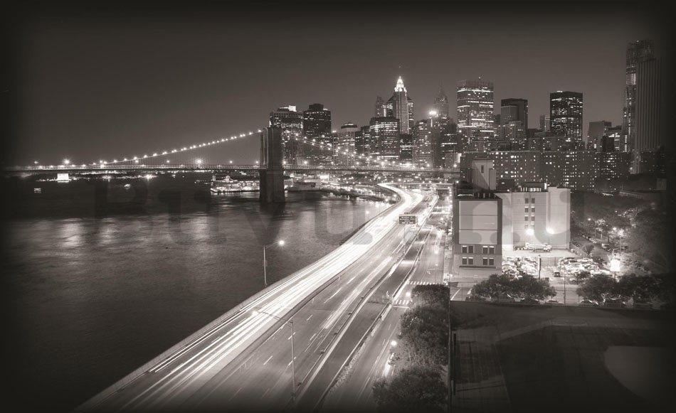 Fotótapéta: Fekete-fehér Brooklyn Bridge (1) - 254x368 cm