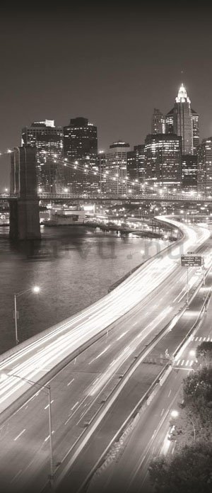 Öntapadós fotótapéta: Fekete-fehér Brooklyn Bridge - 211x91 cm