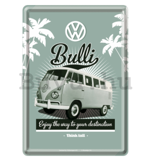 Fém képeslap - VW Bulli (Enjoy the Way to Yours Destination)