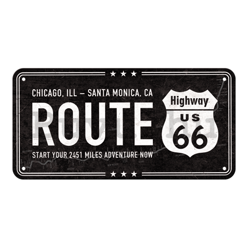 Fémtáblák: Route 66 (Chicago - Santa Monica) - 10x20 cm
