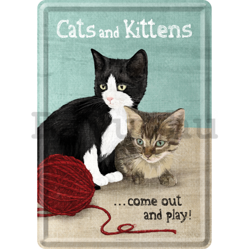 Fém képeslap - Cats and Kittens