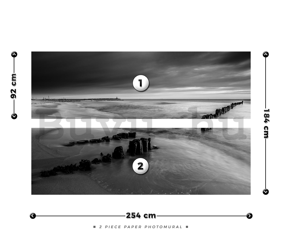 Fotótapéta: Fekete-fehér vízpart - 184x254 cm