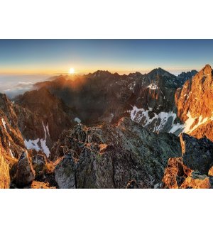 Vlies fotótapéta: Naplemente a hegyekben - 104x152,5 cm