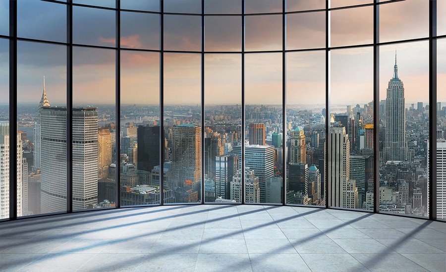 Vlies fotótapéta: Kilátás New Yorkra az ablakból - 254x368 cm
