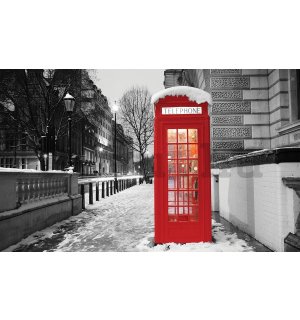 Fotótapéta: London (téli telefonfülke) - 254x368 cm