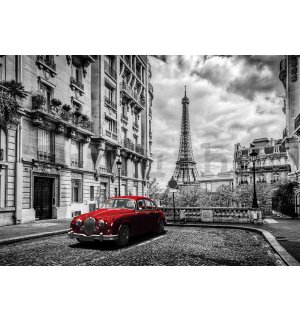 Fotótapéta: Eiffel-torony és vintage autó - 184x254 cm