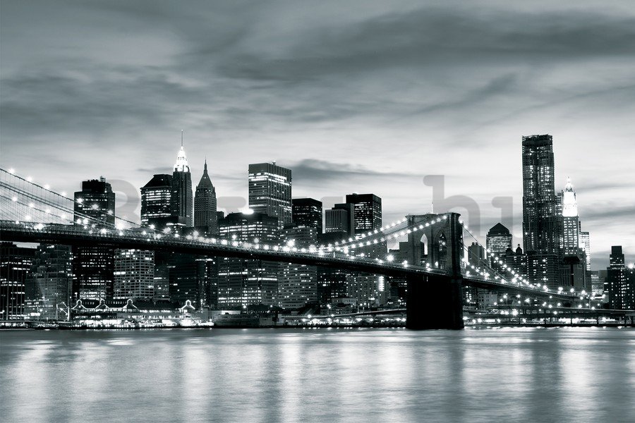 Vászonkép: Fekete-fehér Brooklyn-híd (4) - 75x100 cm