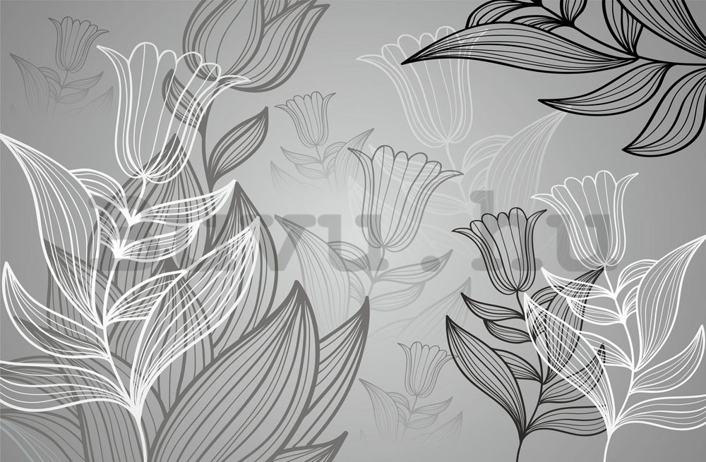 Fotótapéta: Szürke tulipánok (rajzolt) - 254x368 cm