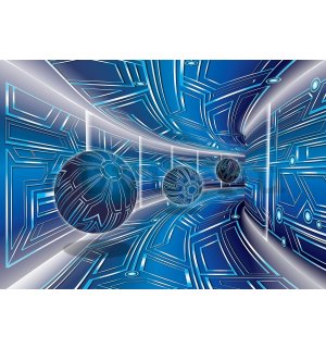 Vlies fotótapéta: 3D Sci-fi alagút (kék) - 184x254 cm