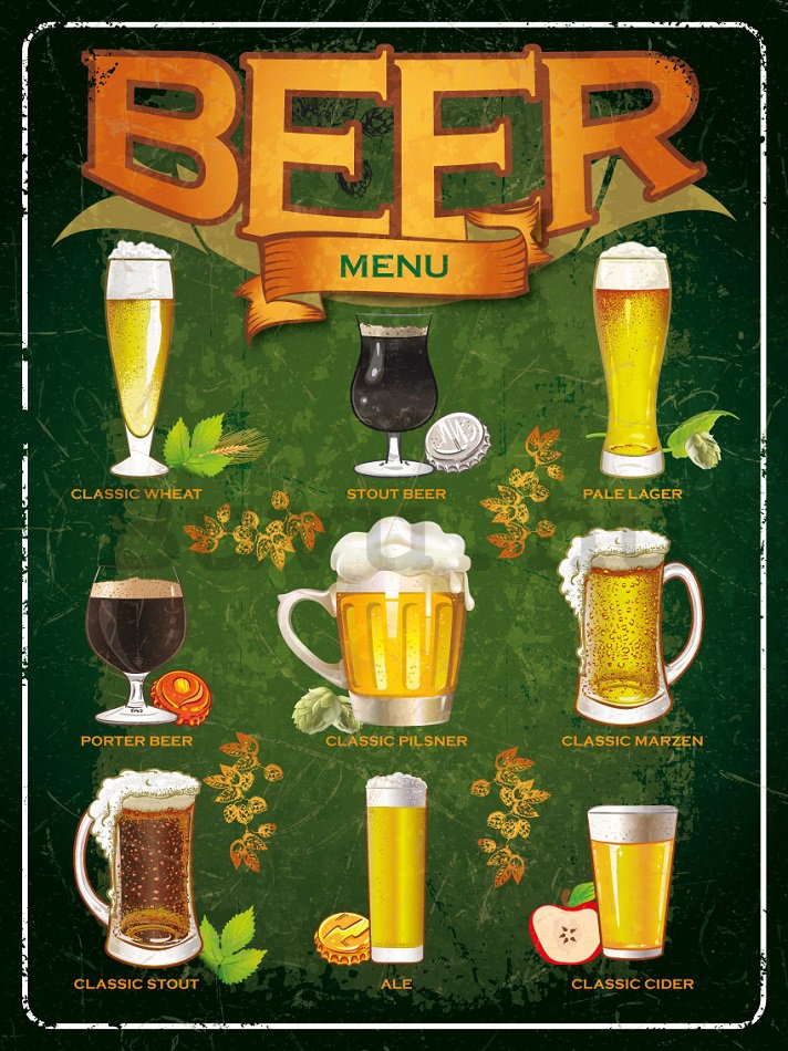Fémtáblák - Beer menu