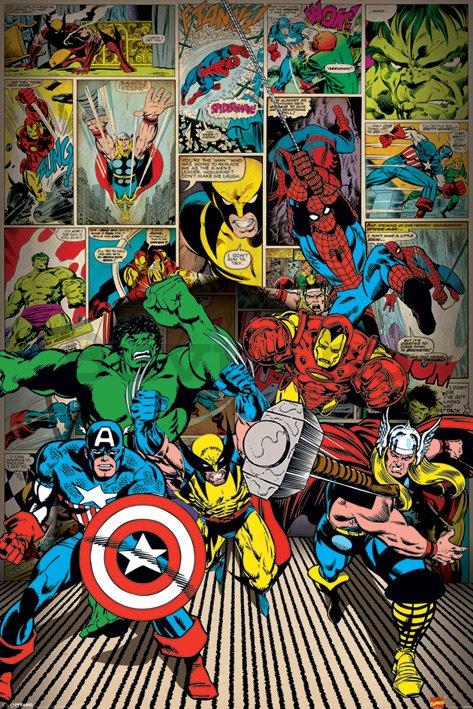Plakát - Marvel Comics, Here Come The Heroes
