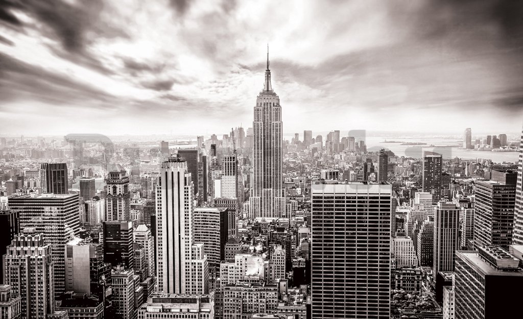 Fotótapéta: New York látképe (fekete-fehér) - 254x368 cm