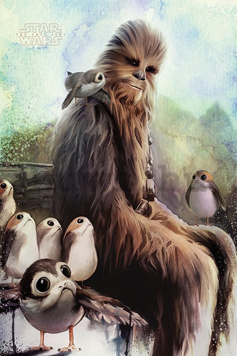 Plakát - Star Wars The Last Jedi (Chewbacca & Porgs)
