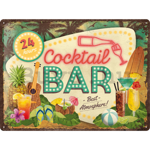 Fémtáblák: 24h Cocktail Bar - 40x30 cm
