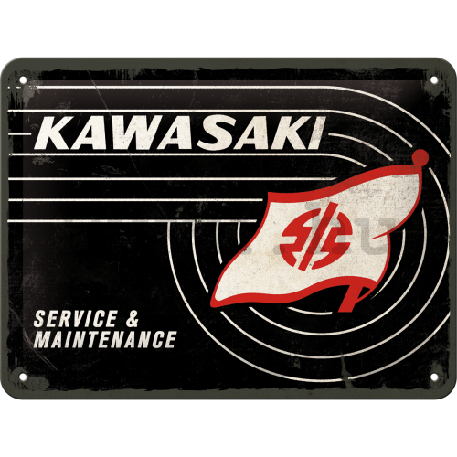 Fémtáblák: Kawasaki Service & Maintenance - 15x20 cm