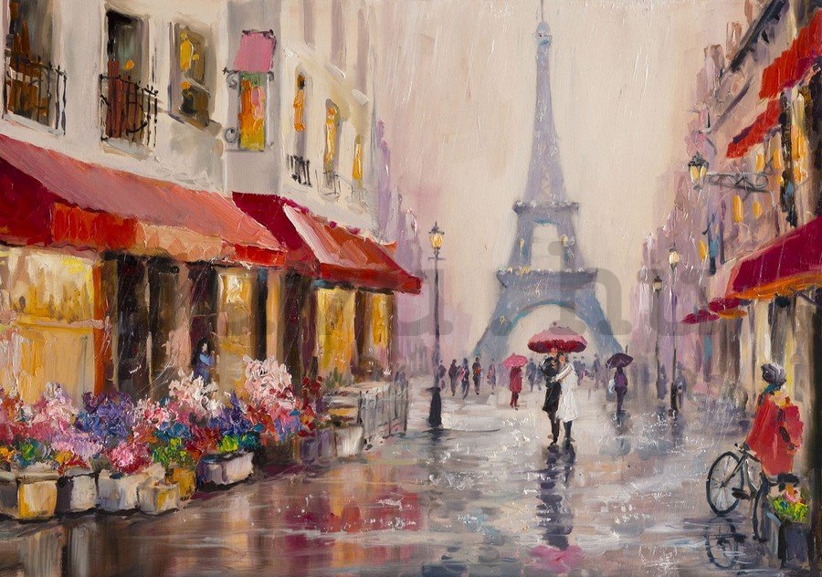 Vlies fotótapéta: Eiffel-toronyhoz vezető utca (festett) - 254x368 cm