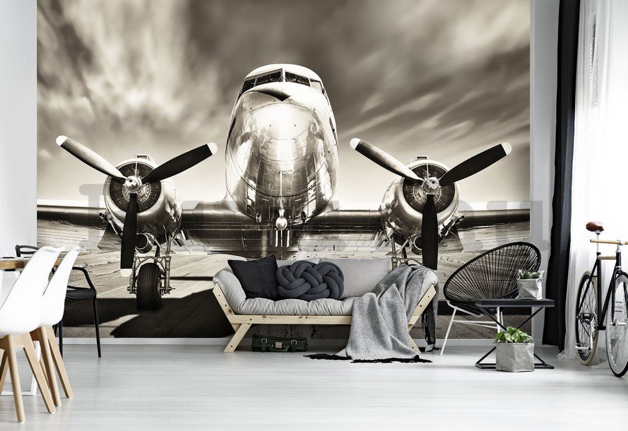 Vlies fotótapéta: Repülőgép (fekete-fehér) - 184x254 cm