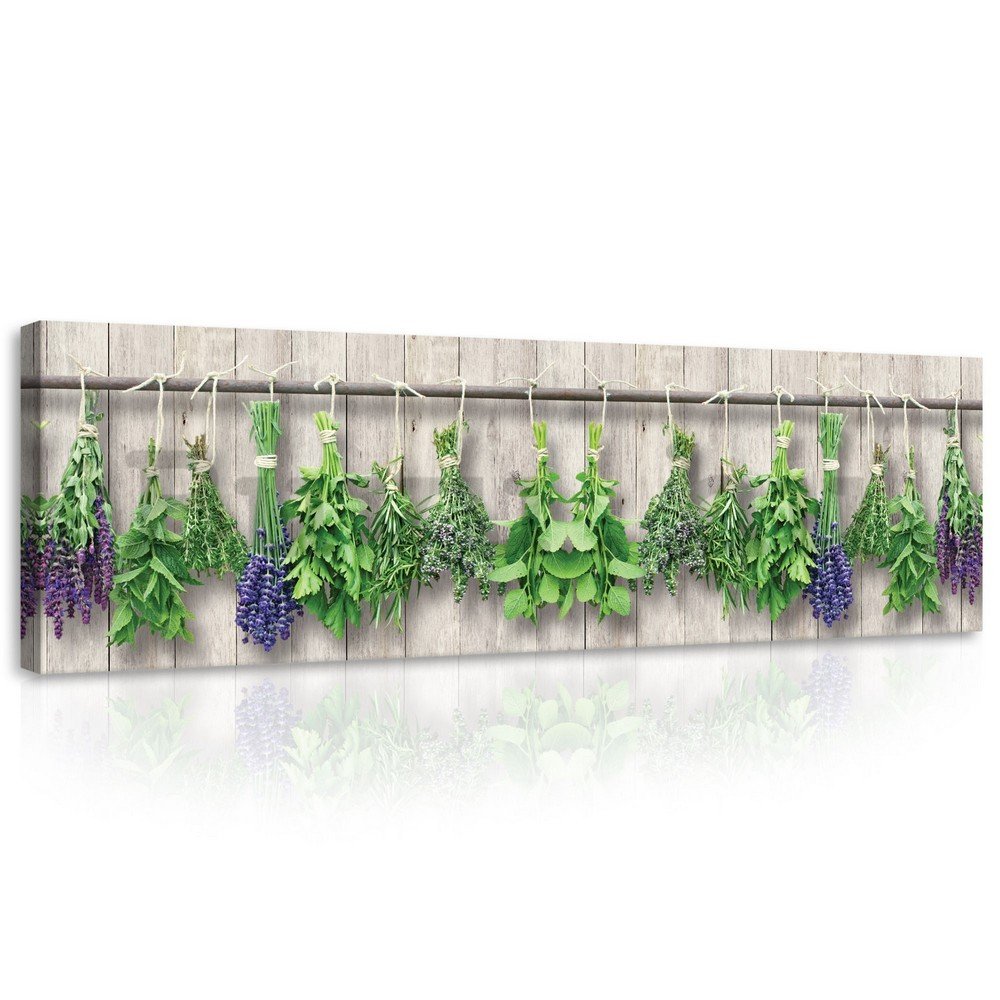 Vászonkép: Levendula és gyógynövények - 145x45 cm