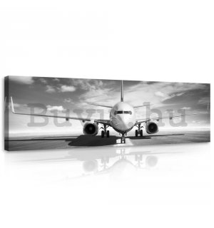Vászonkép: Lökhajtásos repülő (fekete-fehér) - 145x45 cm