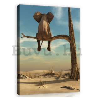 Vászonkép: Elefánt a fán - 100x75 cm