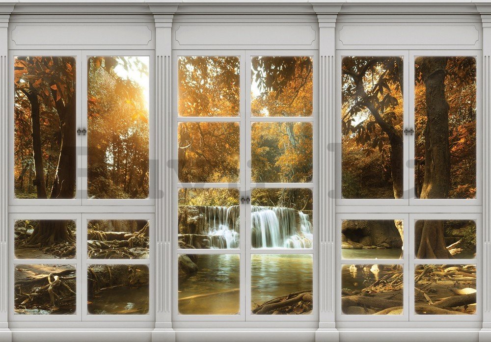 Vlies fotótapéta: Őszi vízesés (ablakból) - 184x254 cm