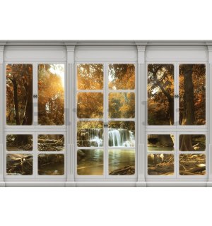 Vlies fotótapéta: Őszi vízesés (ablakból) - 254x368 cm