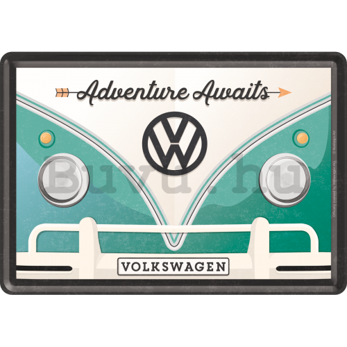 Fém képeslap - VW Bulli  (Adventure Awaits)