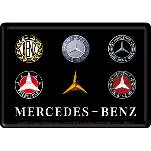 Fém képeslap - Mercedes-Benz (Logo Evolution)