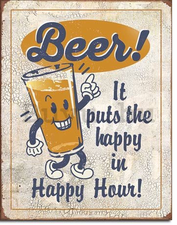 Fémplakát - Beer! Happy Hour!