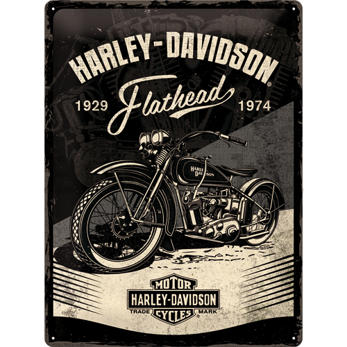 Fémtáblák: Harley-Davidson (Flathead Black) - 40x30 cm