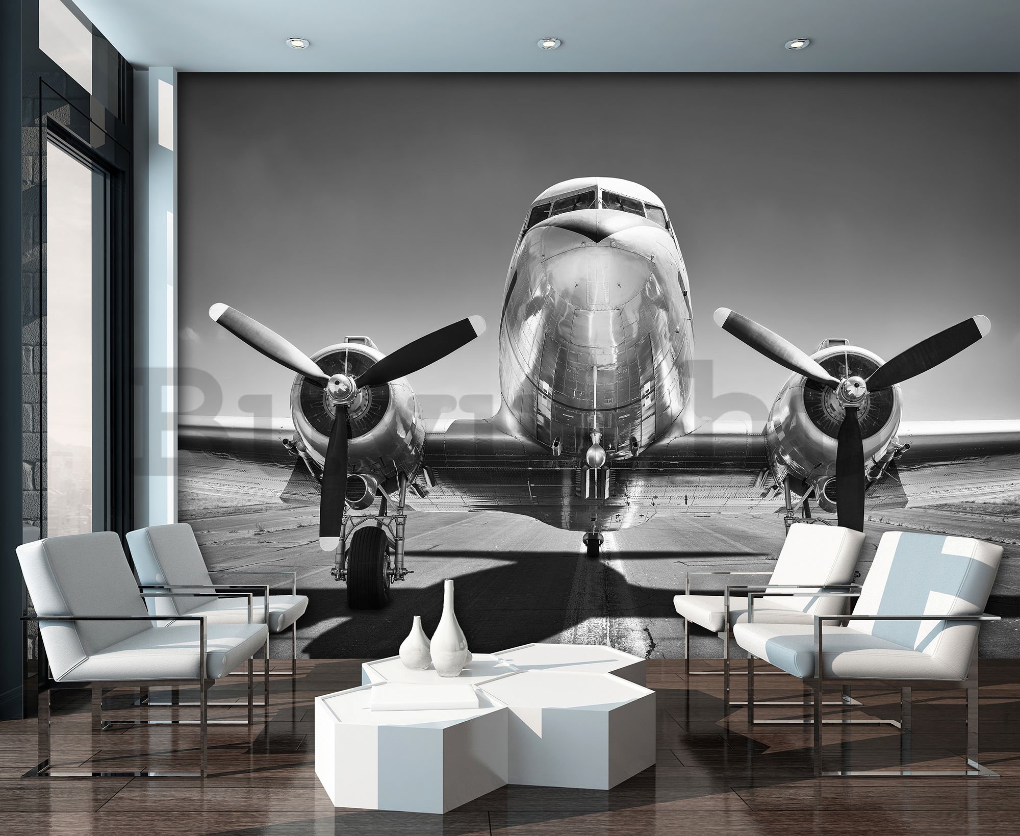 Fotótapéta: Fekete-fehér repülőgépek (1) - 254x368 cm