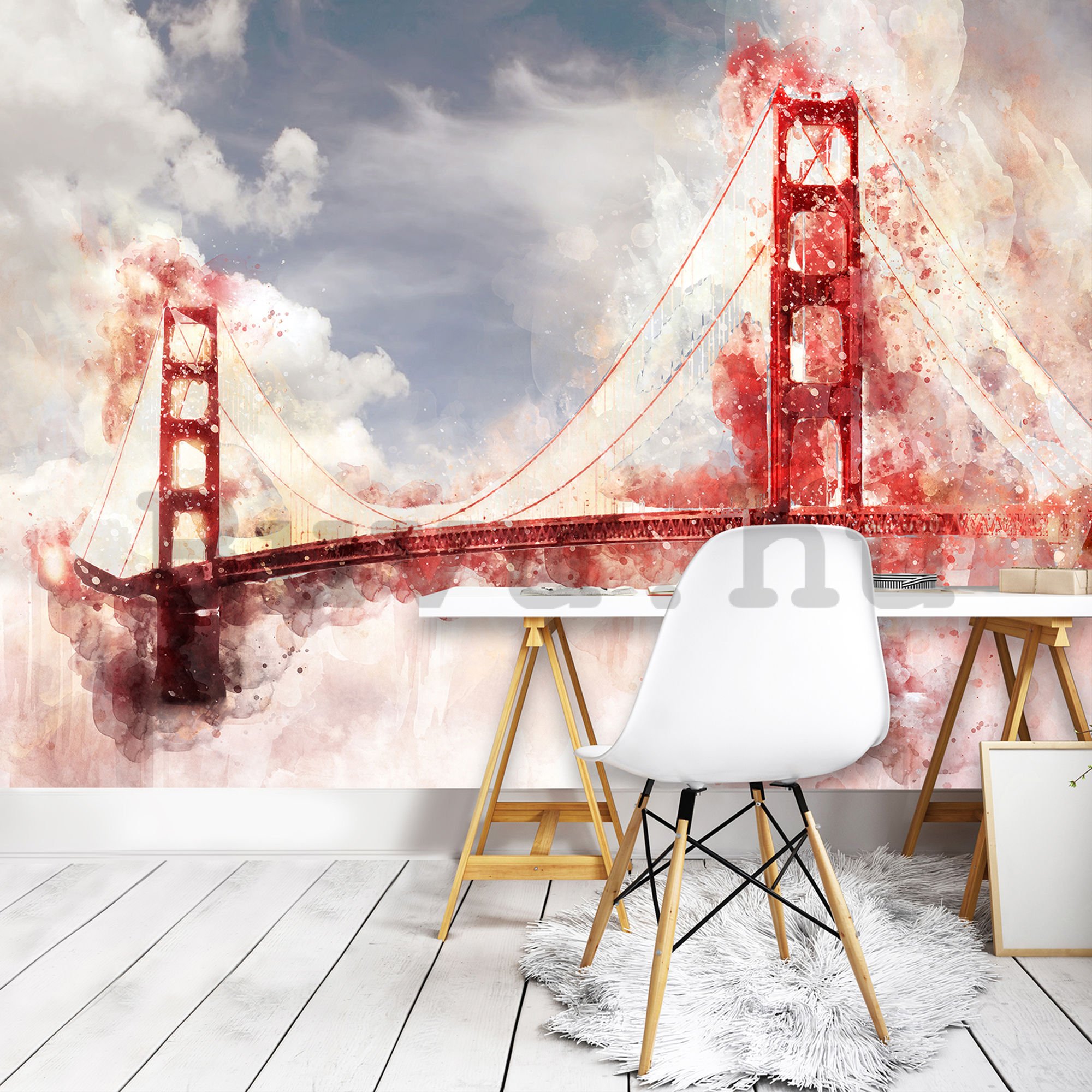 Vlies fotótapéta: Golden Gate Bridge (festett) - 184x254 cm