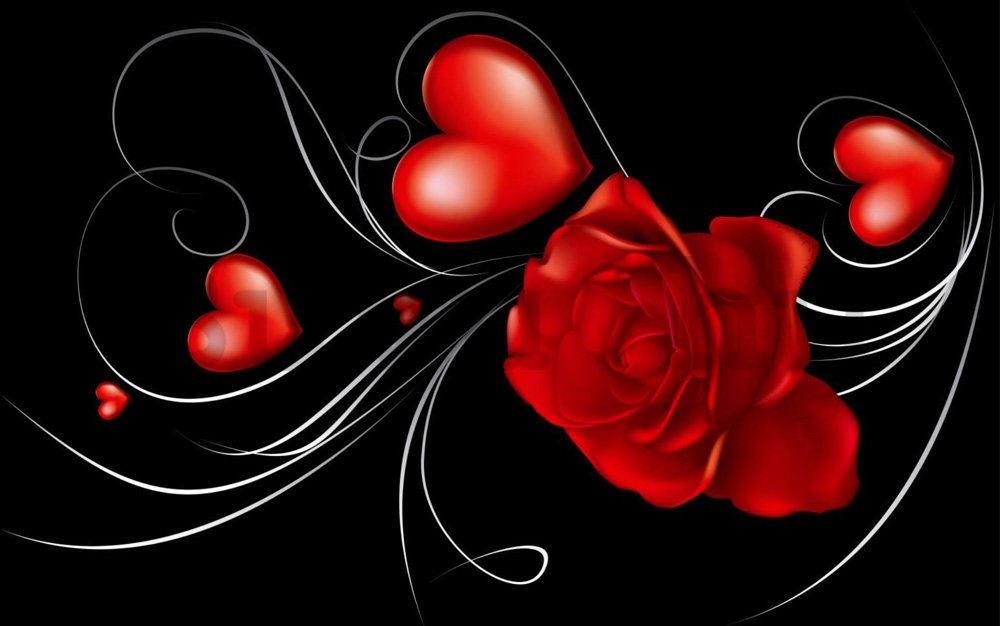 Fotótapéta: Rózsák és szívek - 254x368 cm
